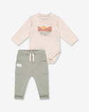 Flannel Bodysuit & Pants Set D1