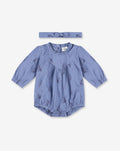 Woven Overall Romper & Headband set A5