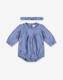 Woven Overall Romper & Headband set A5