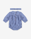 Woven Overall Romper & Headband set A5