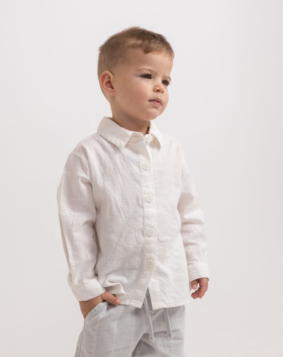 Long Sleeve Linen Button Down Shirt WB