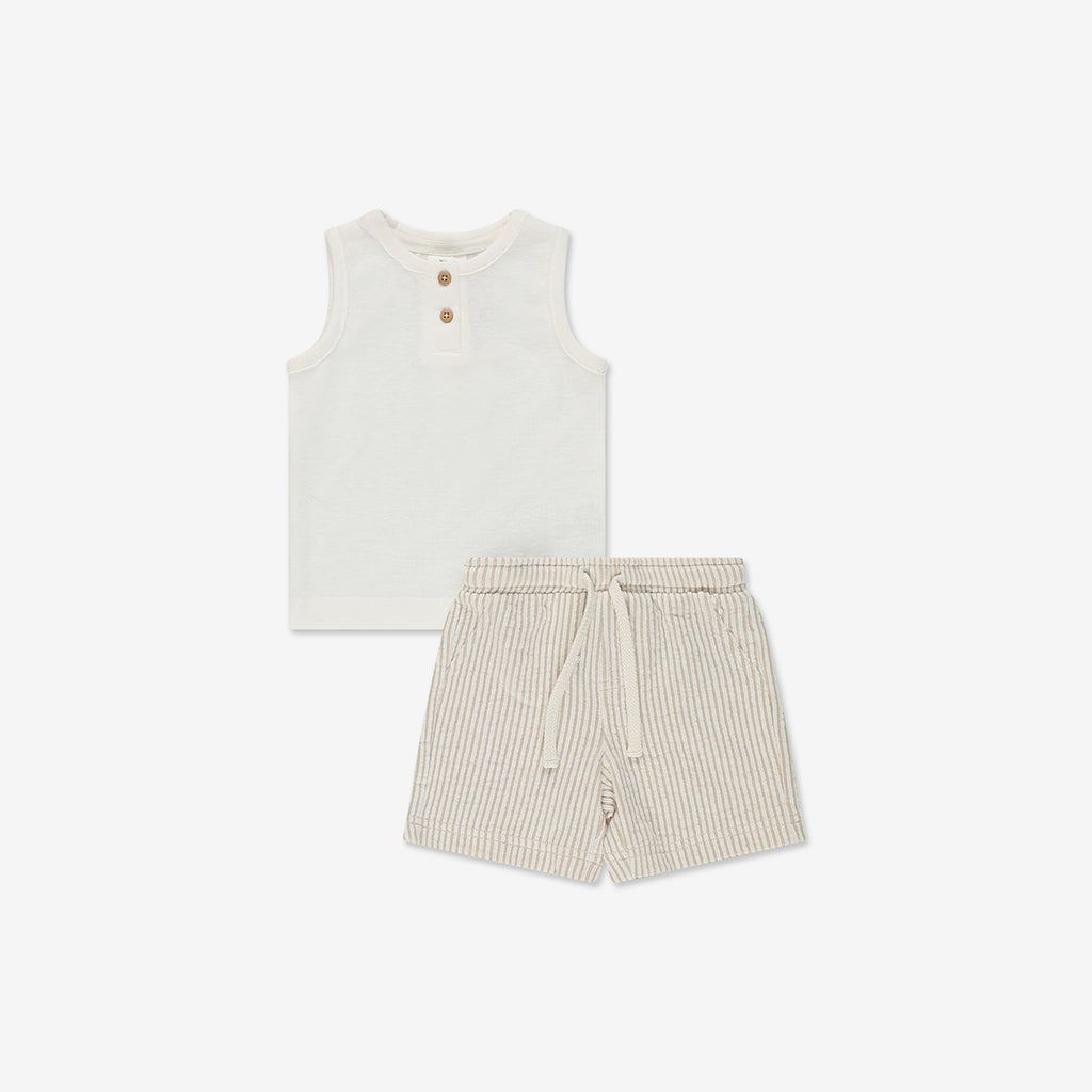Tank Top & Striped Jogger Shorts Pants WB