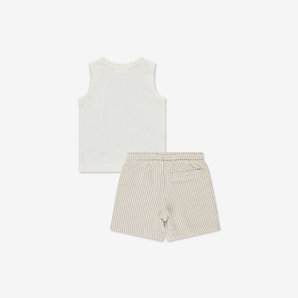 Tank Top & Striped Jogger Shorts Pants WB