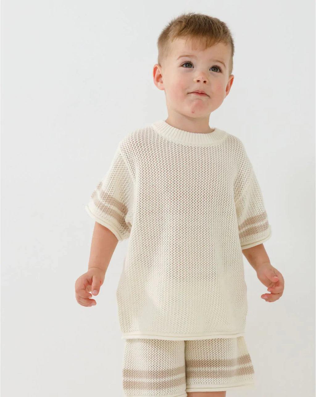 Oversize Crochet T-Shirt with Stripes CR