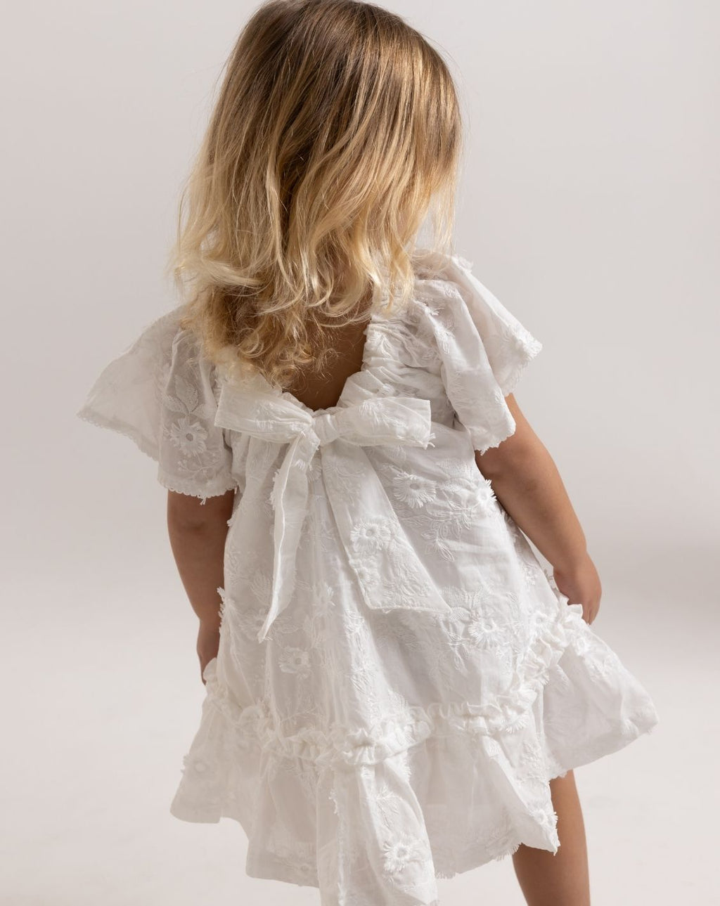 Embroidered Short Sleeve Dress & Bloomers Set + Headband H