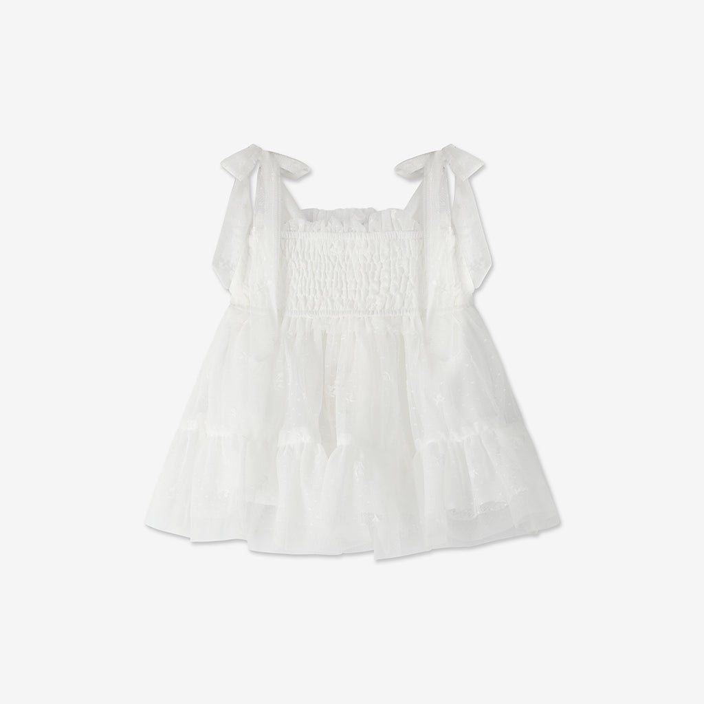 Embroidered Tulle Dress & Bloomers Set H
