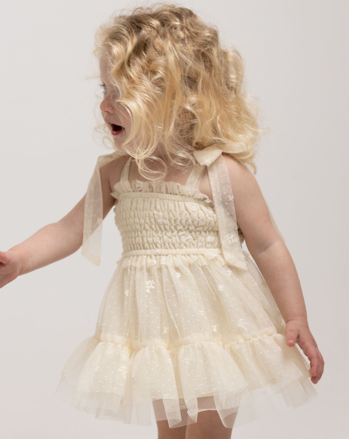 Embroidered Tulle Dress & Bloomers Set H