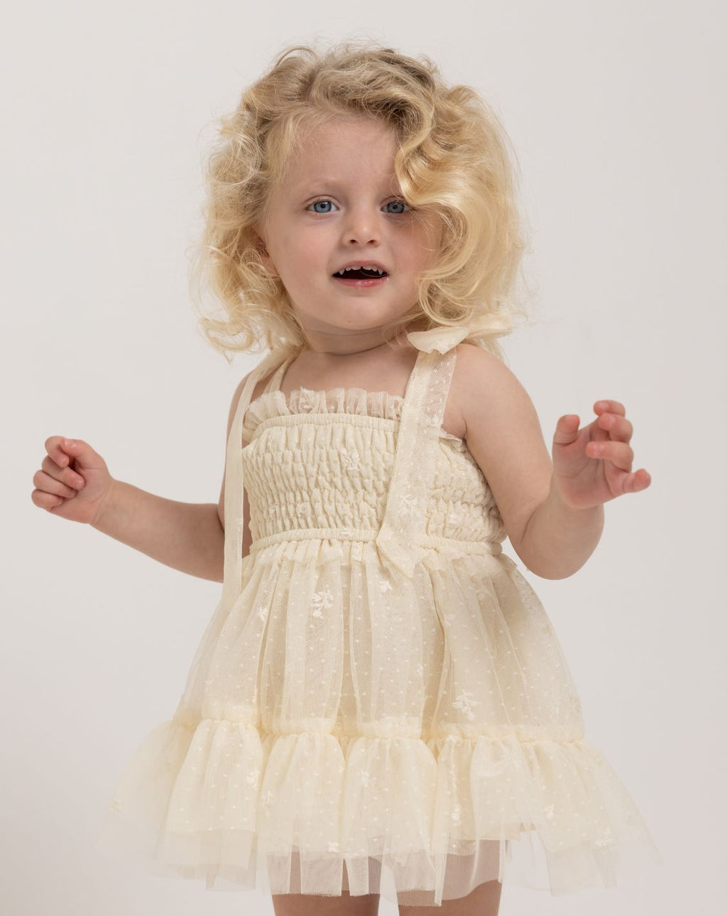 Embroidered Tulle Dress & Bloomers Set H