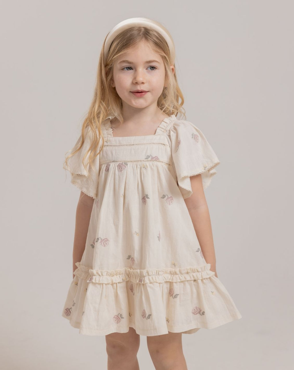 Embroidered Short seeve Mini Dress H
