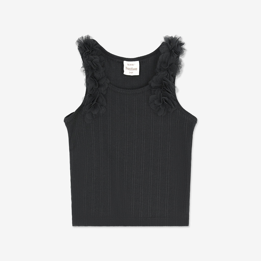 Tank Top With 3D Tulle Flowers H