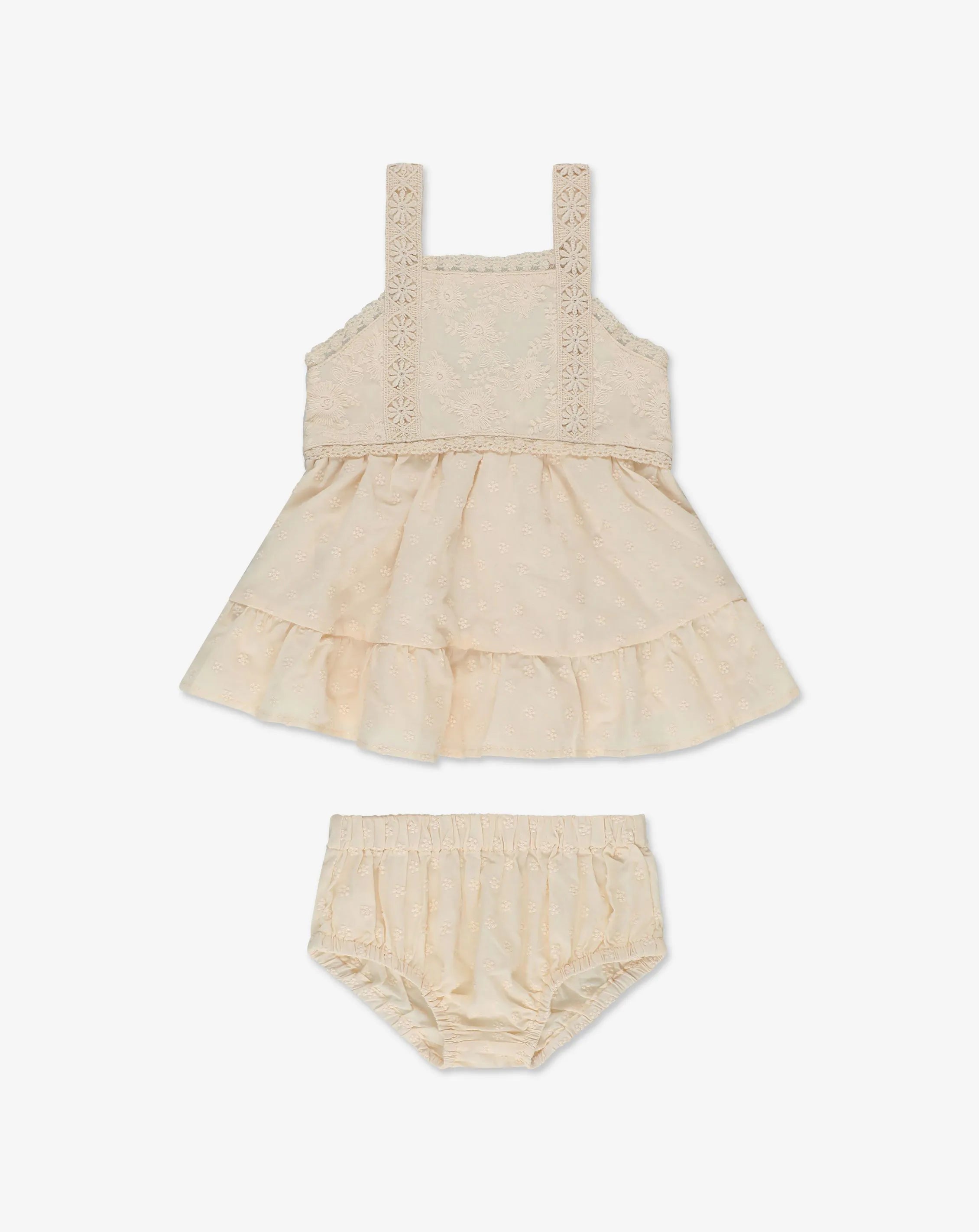 Embroidered Strappy Dress & Bloomers Set