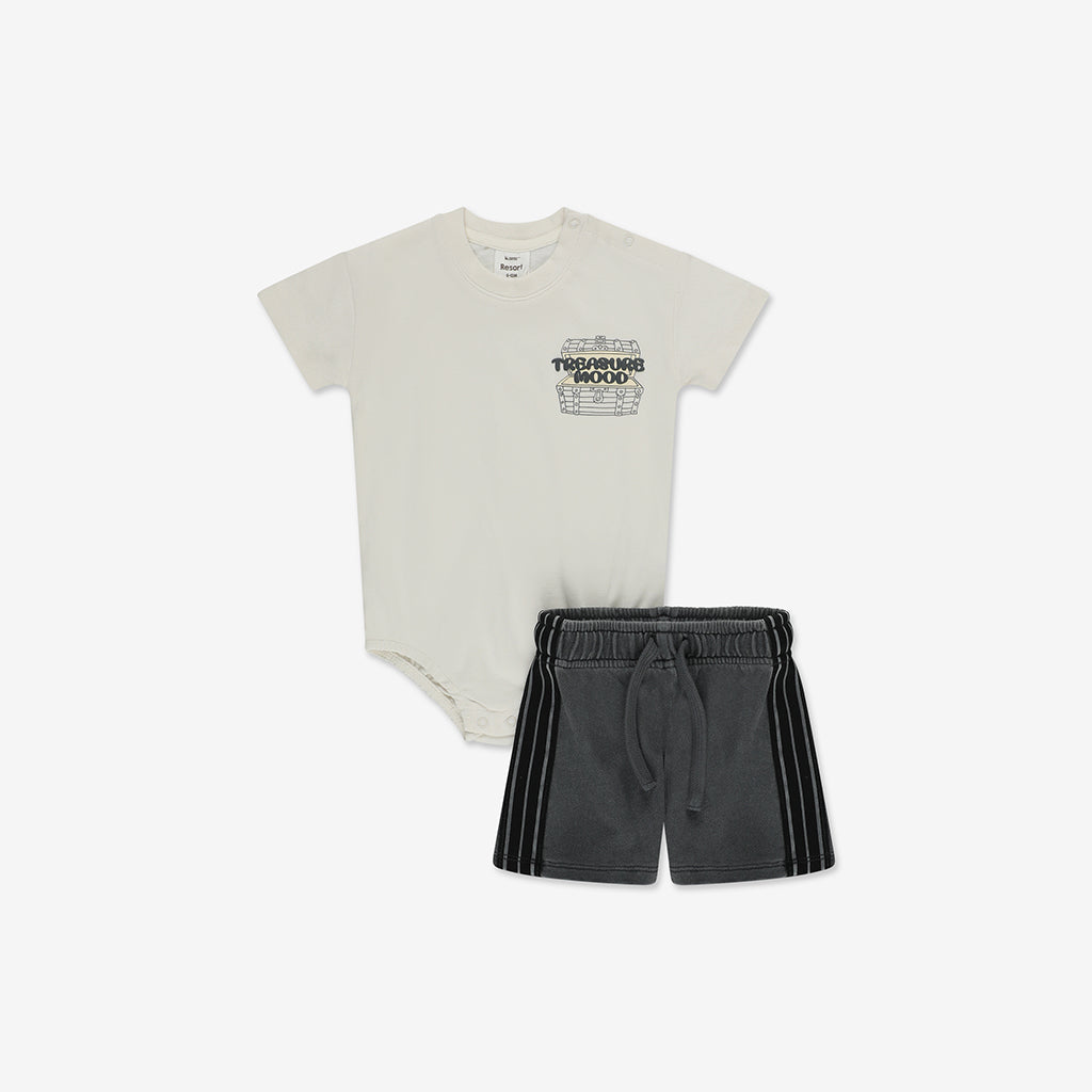 Bodysuit+ Washed Woven Short Pants Set NT