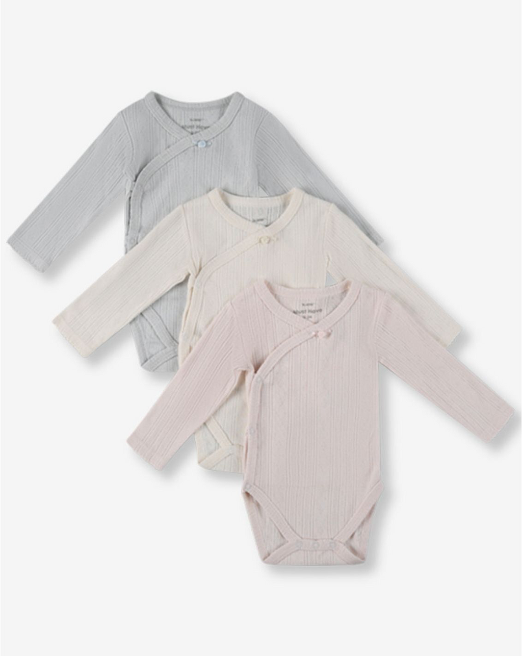 3 Pack Pointelle & Pique Bodysuits P