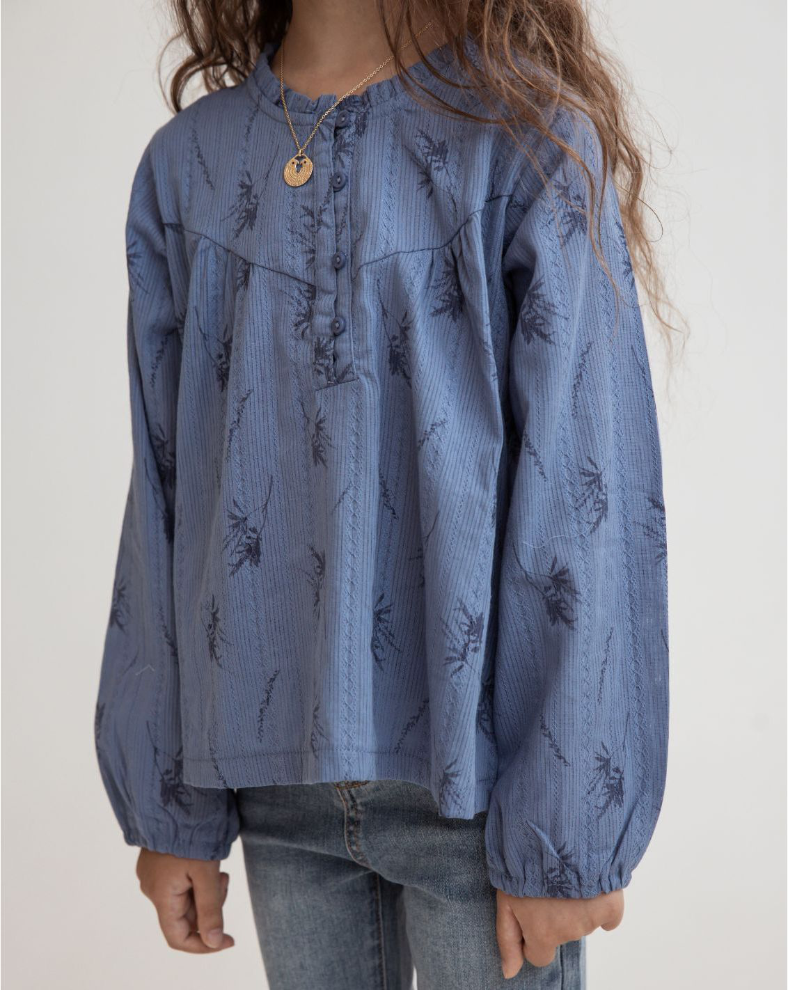 Woven Shirt With Gathers And Buttons A17