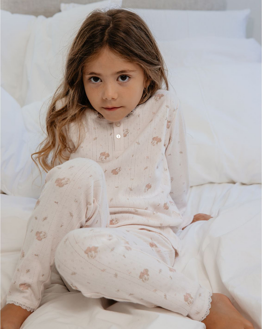 Girl soft Pointelle Pajamas Set PJ