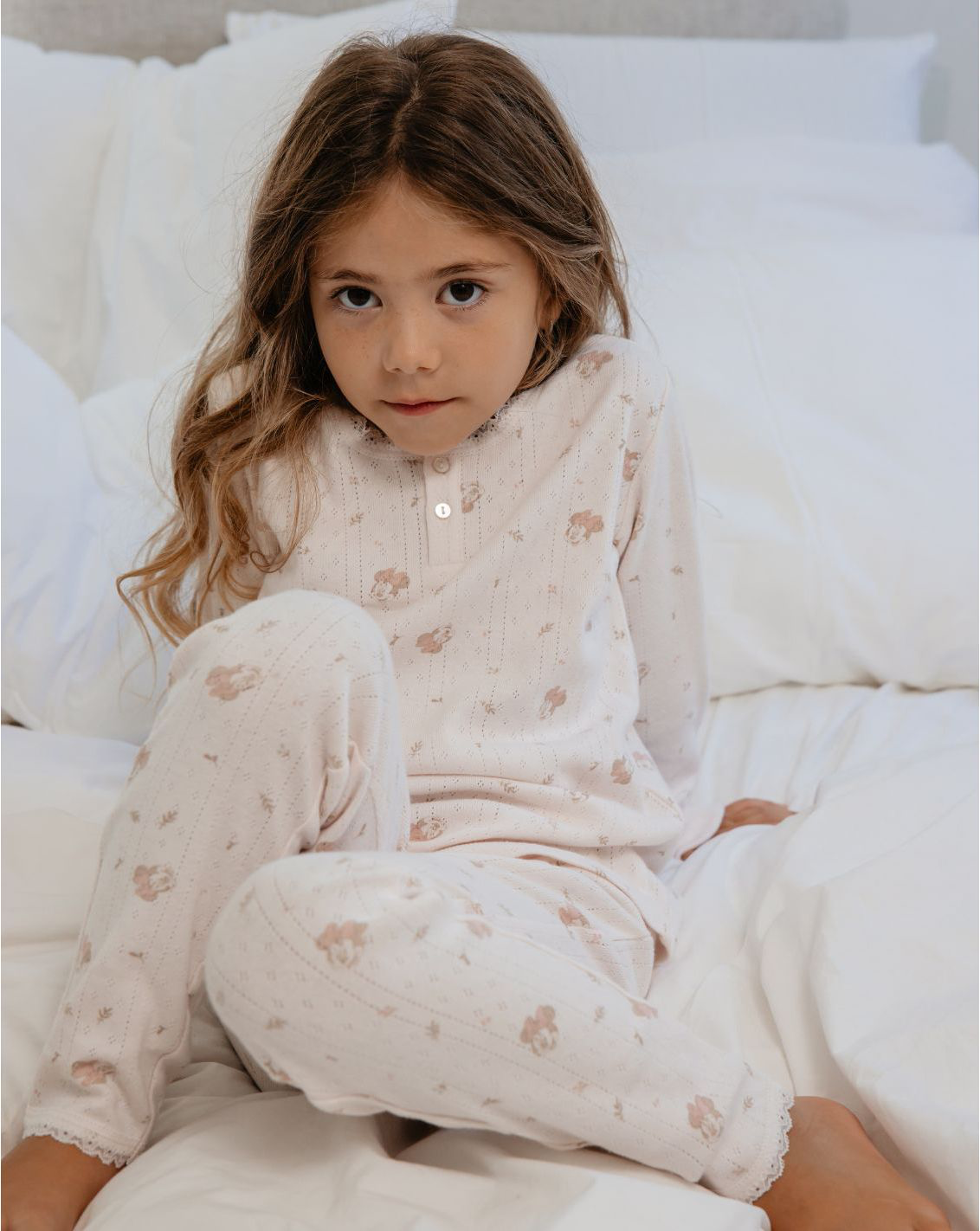 Girl soft Pointelle Pajamas Set PJ