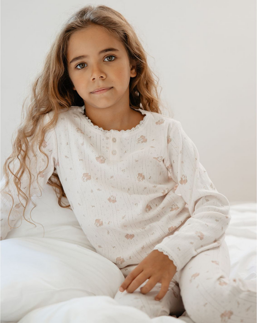 Girl soft Pointelle Pajamas Set PJ
