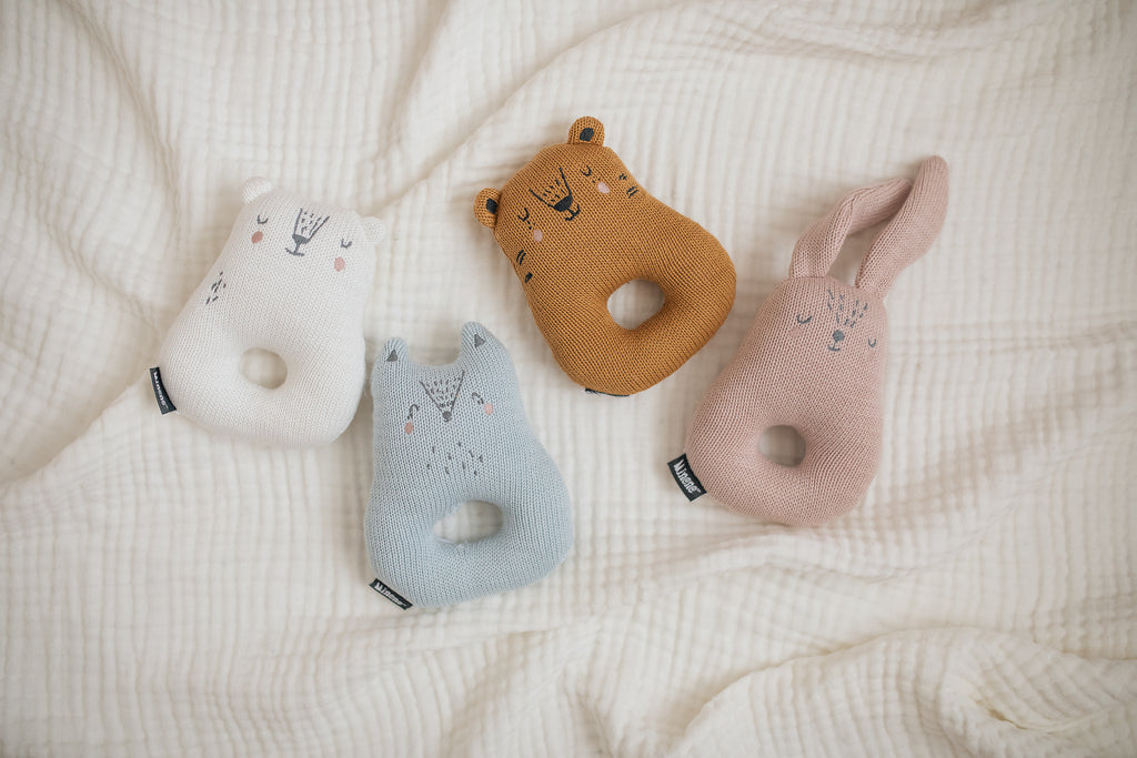 Knitted Animals Round Rattle-Fox