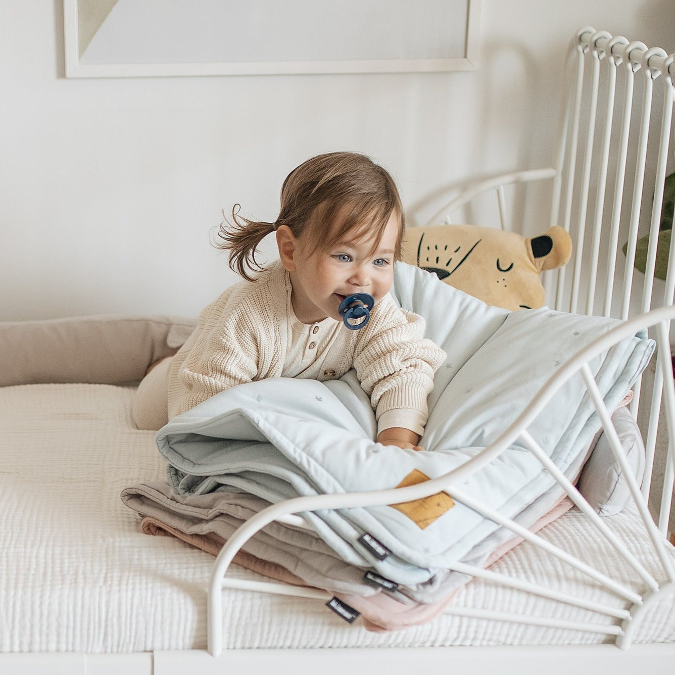 Small Reversible Jersey Winter Quilt 80x80 cm -  Embroidery Collection !