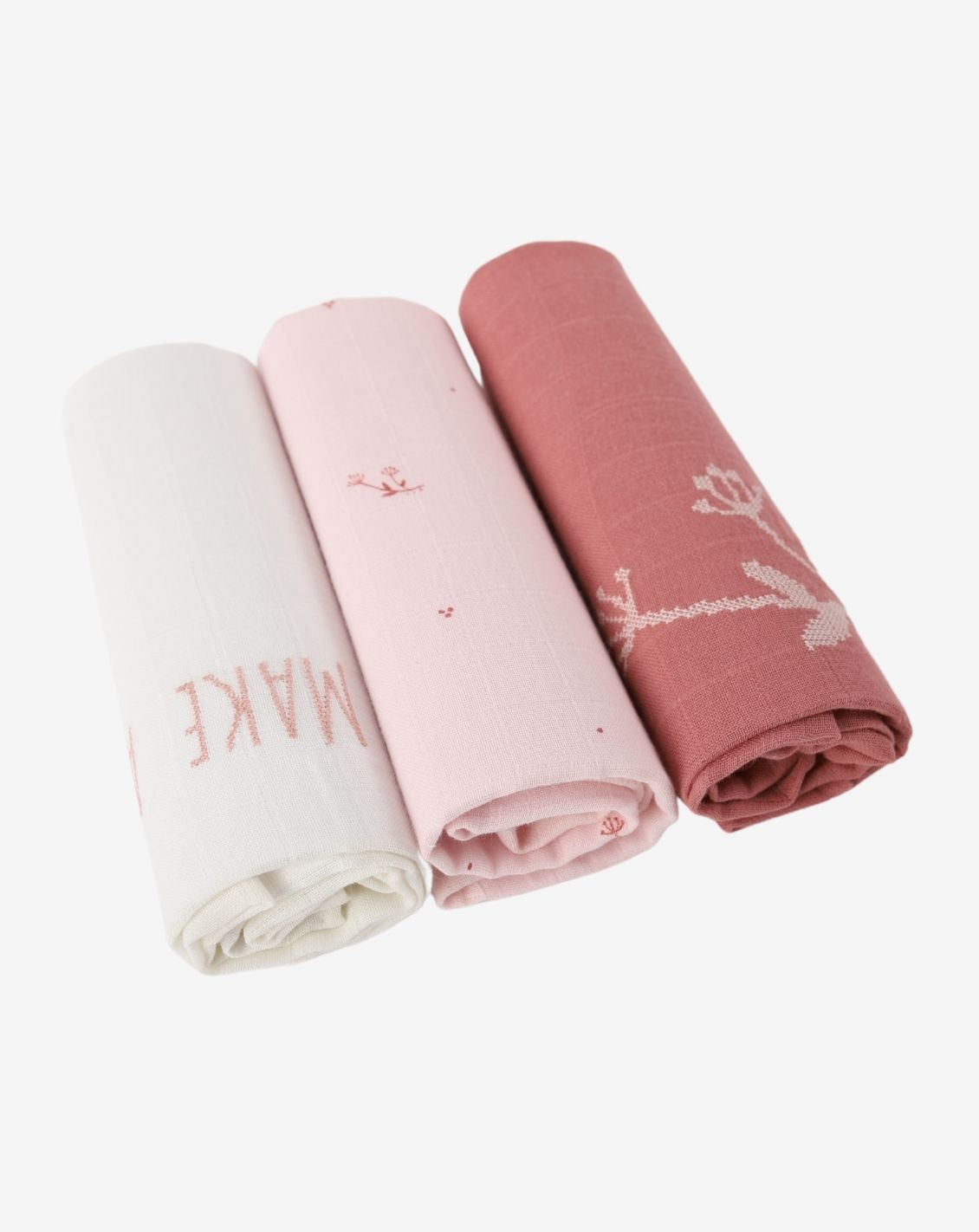 100% Cotton Muslin Squares EMB - Pack of 3