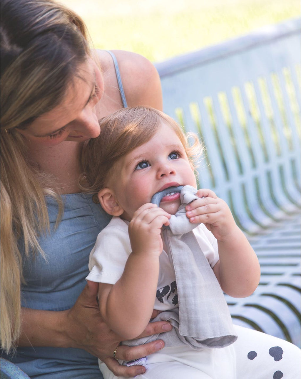 Bamboo Muslin with Silicone Baby Teething Ring
