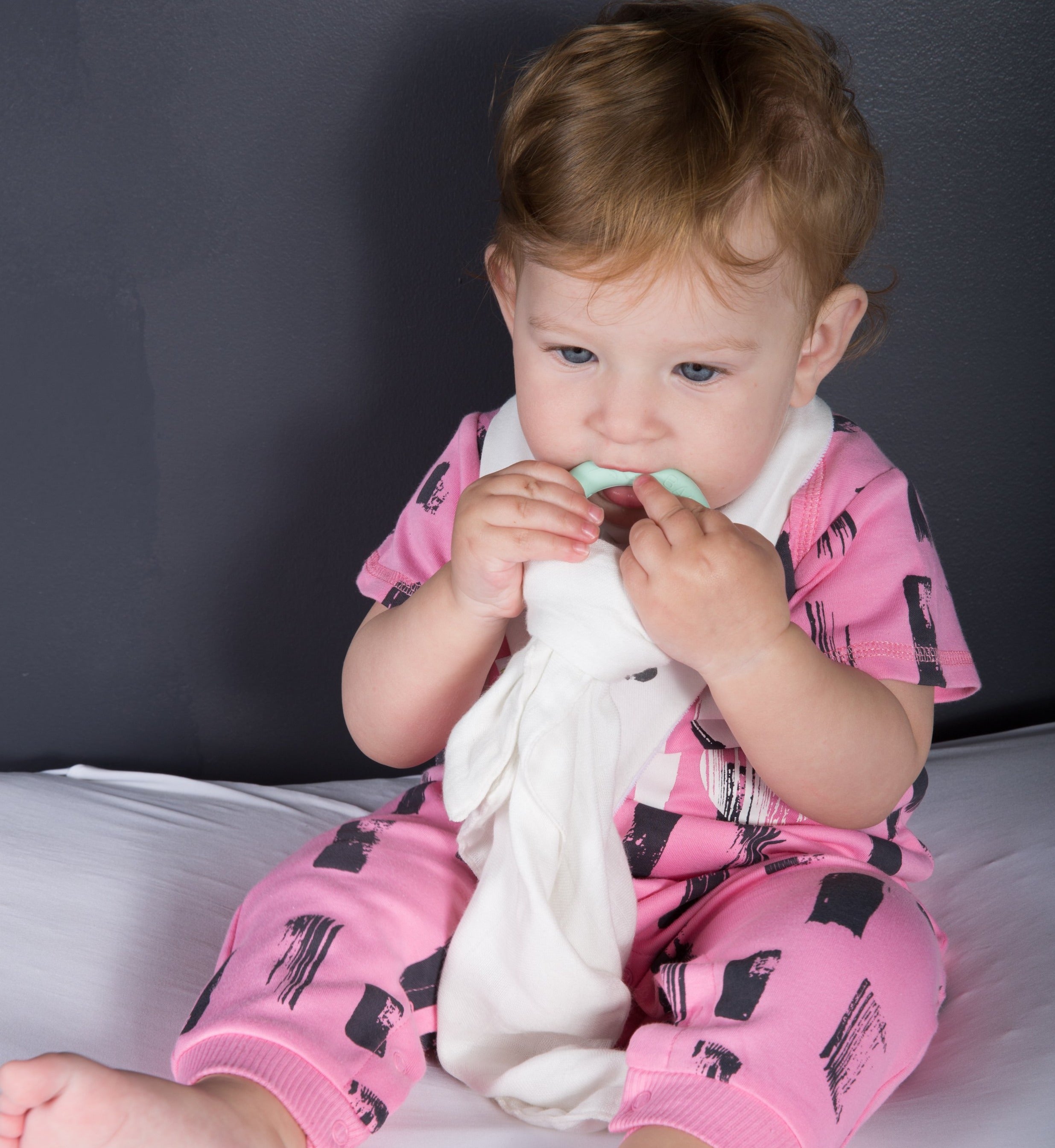 Bamboo Muslin with Silicone Baby Teething Ring