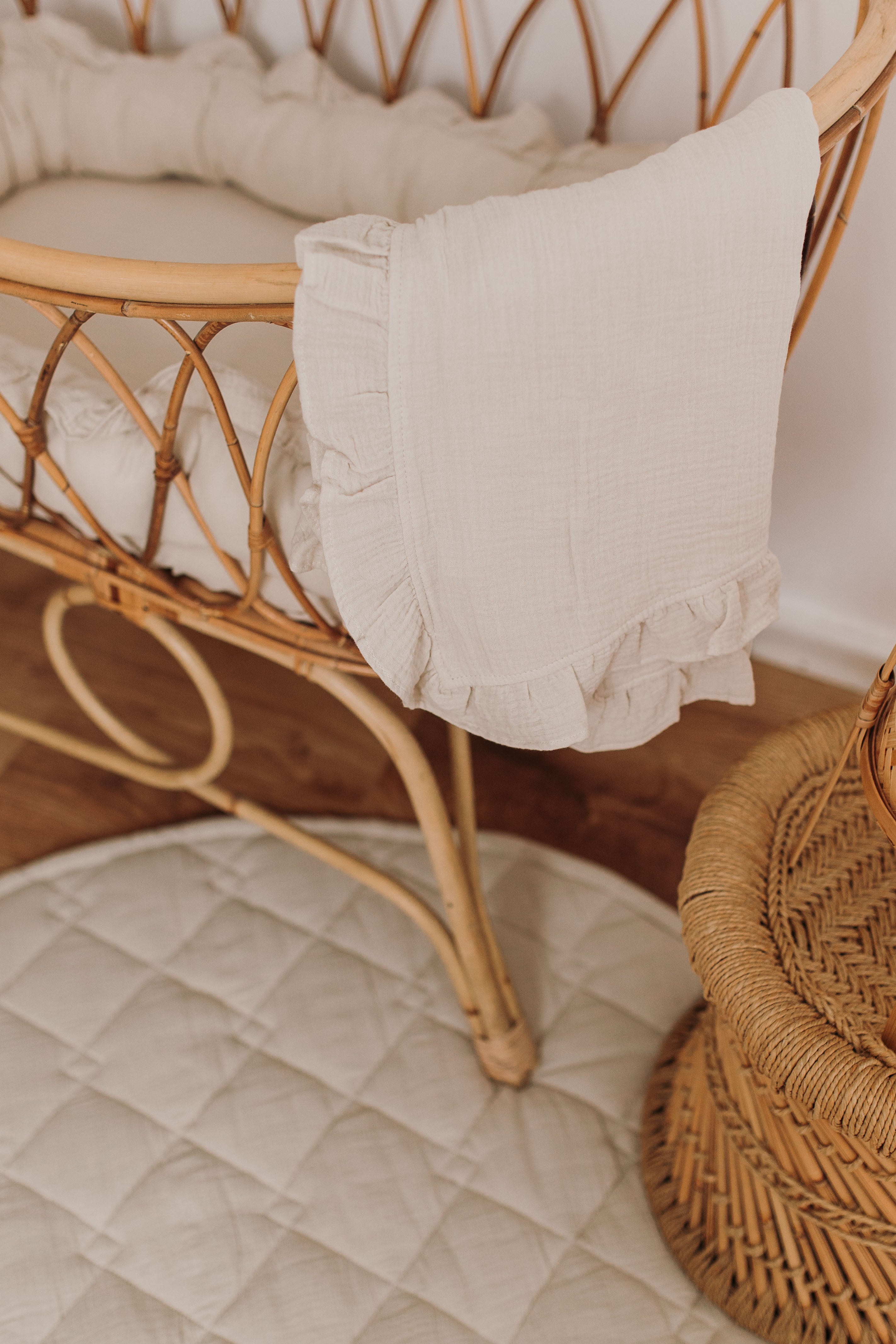 Muslin Round Quilted Play Mat 120cm