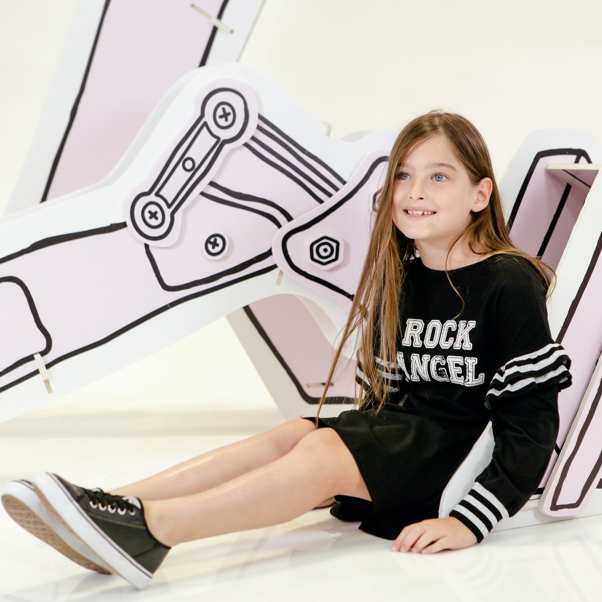 Dress with Rib Ruffle AB - Black